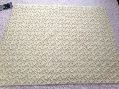 Vintage Yellow Squiggle Chenille Fabric, Gentle Sunny Buttercup 18" x 24" Piece of Sewing & Quilt Material