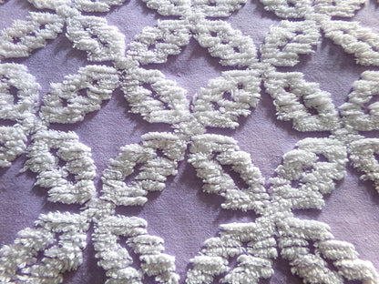 Sculpted Lavender Petals Vintage Cotton Chenille Fabric, Geometric Floral Design, 20" x 24" inch Piece, Lovely in Springtime Quilts, Pillows