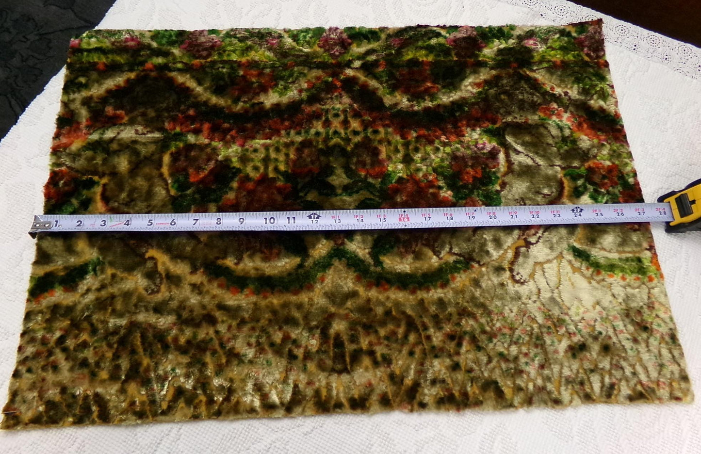 Gothic Vintage Cut Velvet Fabric Haunting Shadow Angels Cherub Tapestry Piece 18x26"