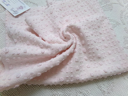 Pink Wink Vintage Chenille Fabric, Mini Dot Dash Pattern, 18" x 24" Quilt Material