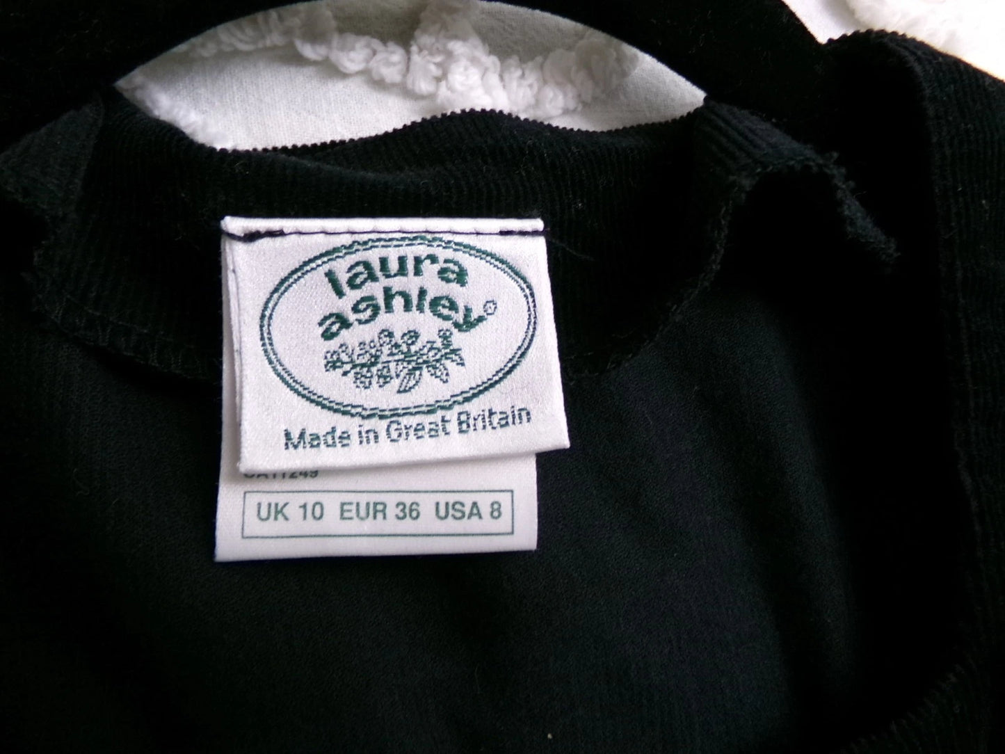 Vintage Laura Ashley Corduroy Dress Black Steampunk Victorian England Gothic Style 8