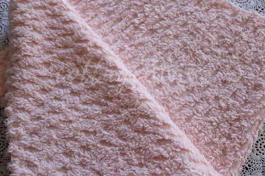 Simple Peach Glow Vintage Style Chenille Fabric, Lattice Geometric Design, 20" x 25" inch piece