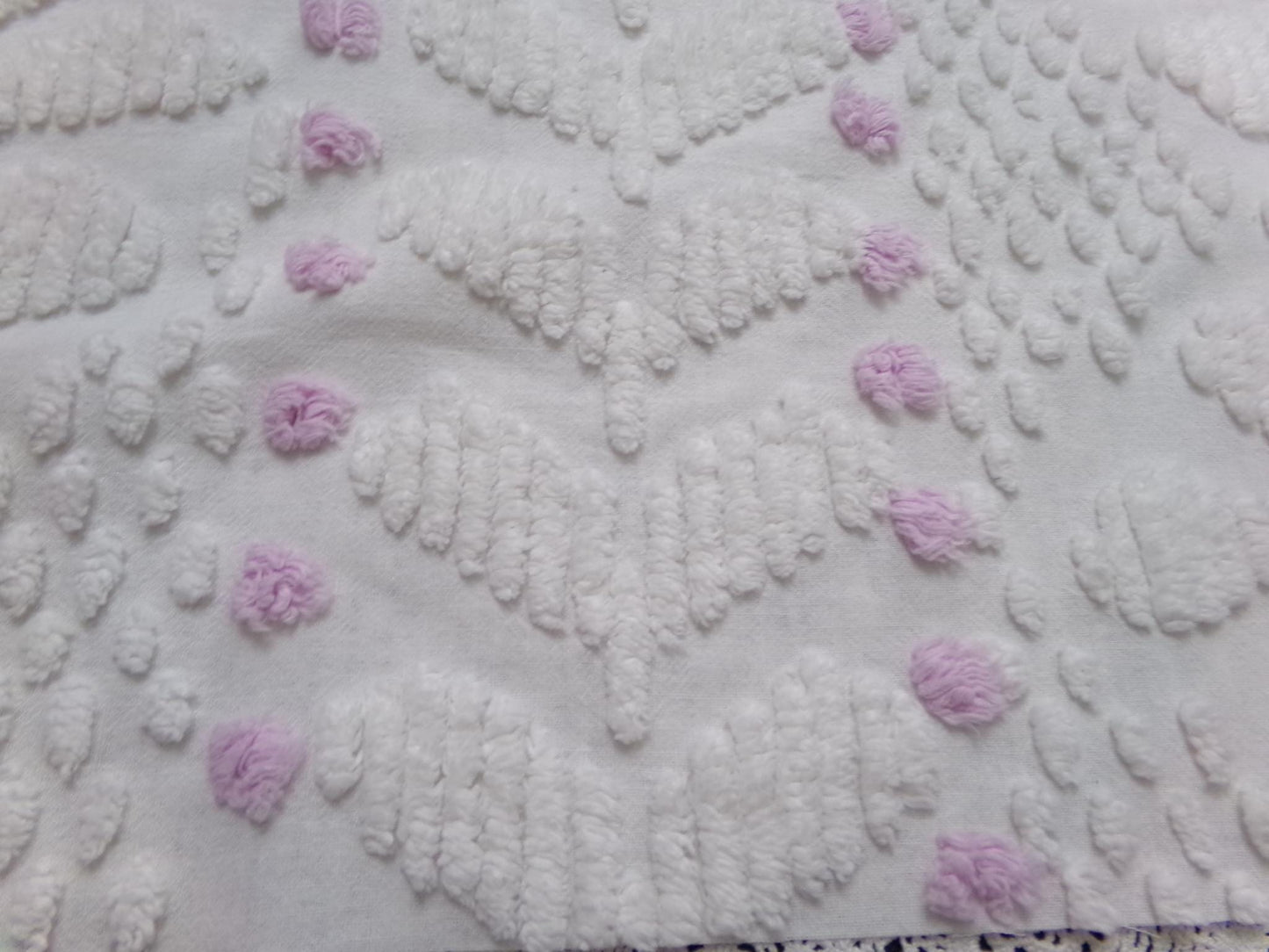 Lone Lilac Vintage Chenille Bedspread Fabric 19x36" Pc Lightweight Quilting Material