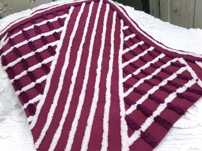 Dramatic Vintage Chenille Fabric, split road design, sewing craft quilt material 20" x 24" piece