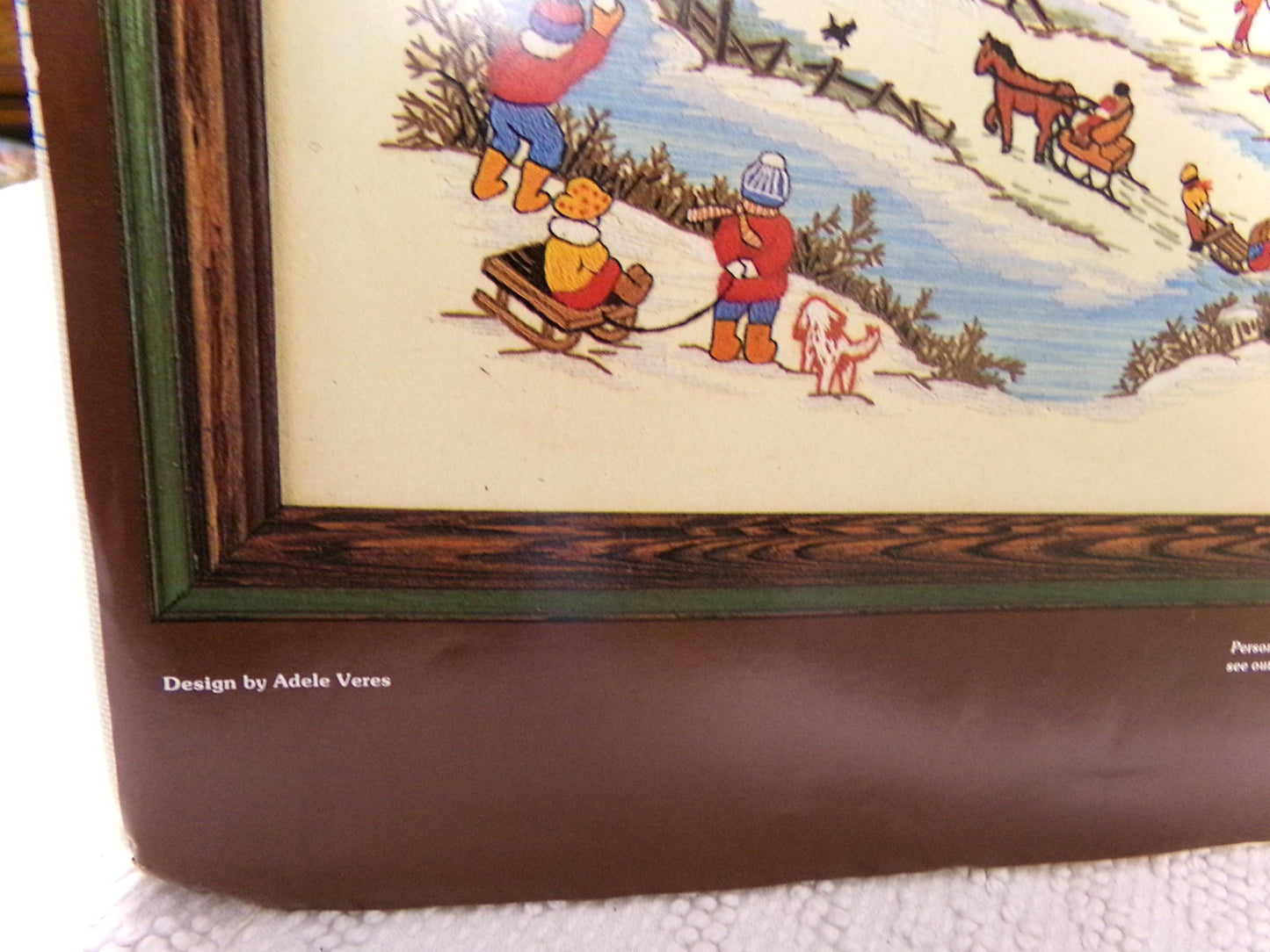 WINTER DAYS Vintage Crewel Embroidery Kit Paragon Needlecraft 0515 Whimsical Snow Scene, Adele Veres Design