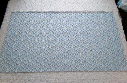 shabby weathered blue chenille fabric, vintage quilt material, 16.5" x 24" lightweight cotton piece