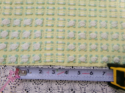 Phantom Rosebud Vintage Chenille Bedspread Fabric Yellow White 20x24" Piece