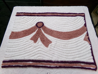 Luxury Plush Vintage Chenille Bedspread Fabric, Bow Swag White Swirl Sewing Material, 21" x 27"