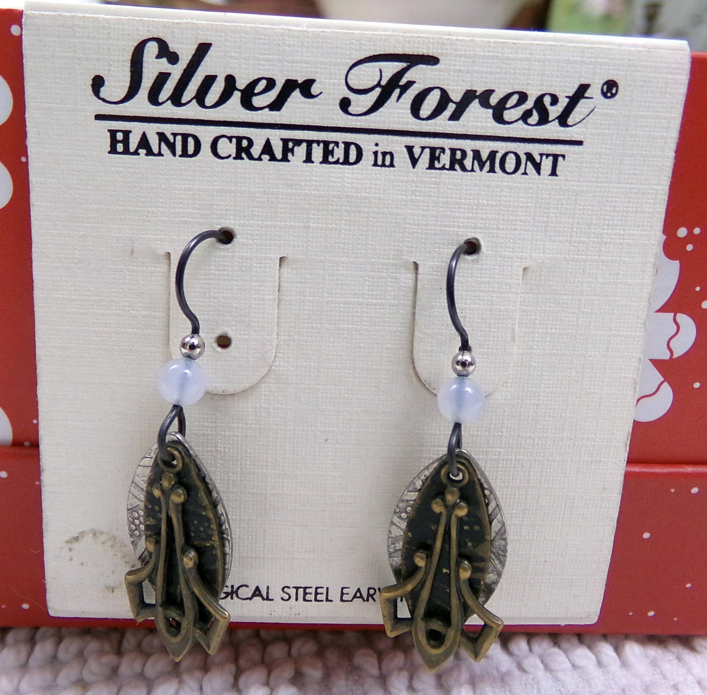 Simple Layered Pierced Dangle Earrings, Vintage Style Silver Forest Vermont Made in USA