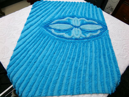 Electric Blue Vintage Chenille Fabric, Wild BOLD Sewing & Quilt Material, 30" x 23" piece