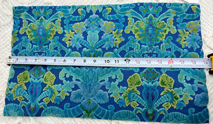 Moody Vintage Cut Velvet Fabric, Electric Blue Bates Tapestry Chenille, 10.5x18"