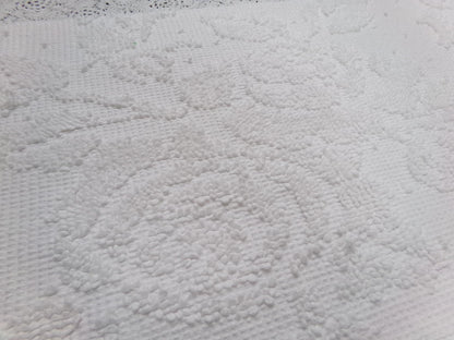 White Vintage Chenille Bedspread Fabric Hobnail Rose Dots 15x22"