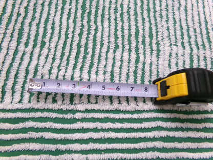 Green & Snow White Vintage Chenille Bedspread Fabric, Geometric Stripes 15" x 26" piece