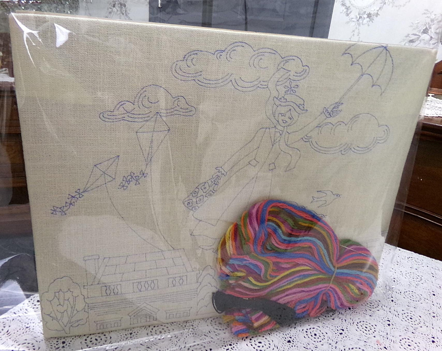 Mary Poppins Vintage Crewel Embroidery Kit Paragon Needlecraft 0778 Whimsical Walt Disney