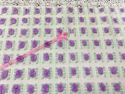 Rosebud Vintage Chenille Bedspread Fabric 18x22" Shabby Purple Roses