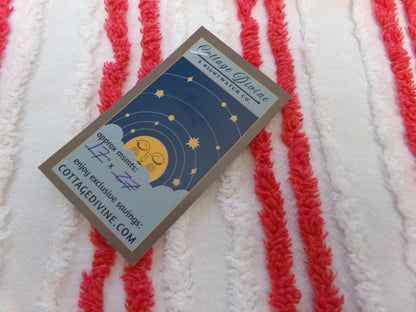Red & White Striped Chenille Fabric, textured skinny lines craft quilt material, 17" x 27" piece