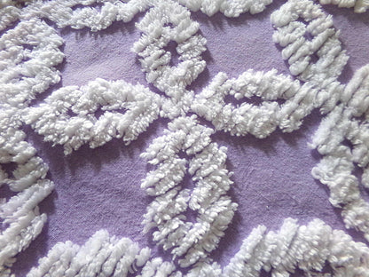 Sculpted Lavender Petals Vintage Cotton Chenille Fabric, Geometric Floral Design, 20" x 24" inch Piece, Lovely in Springtime Quilts, Pillows