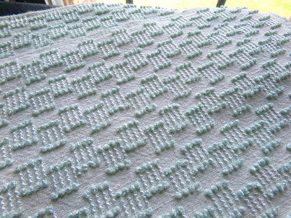 sage green vintage chenille fabric, mini ladder textured design, 18" x 24" inch piece of quilt material for sewing & crafts