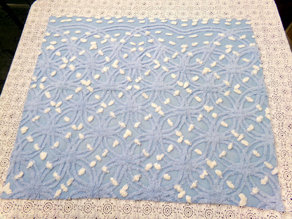Starry Night Blue Vintage Chenille Fabric Geometric 20" x 24" piece