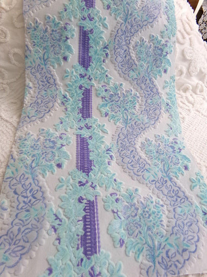 Celestial Shimmer Cut Velvet Fabric, Luxury Bates Vintage Tapestry Chenille Material, 15" x 32" Inch Piece, Lovely in Totes, Bags, Pillows