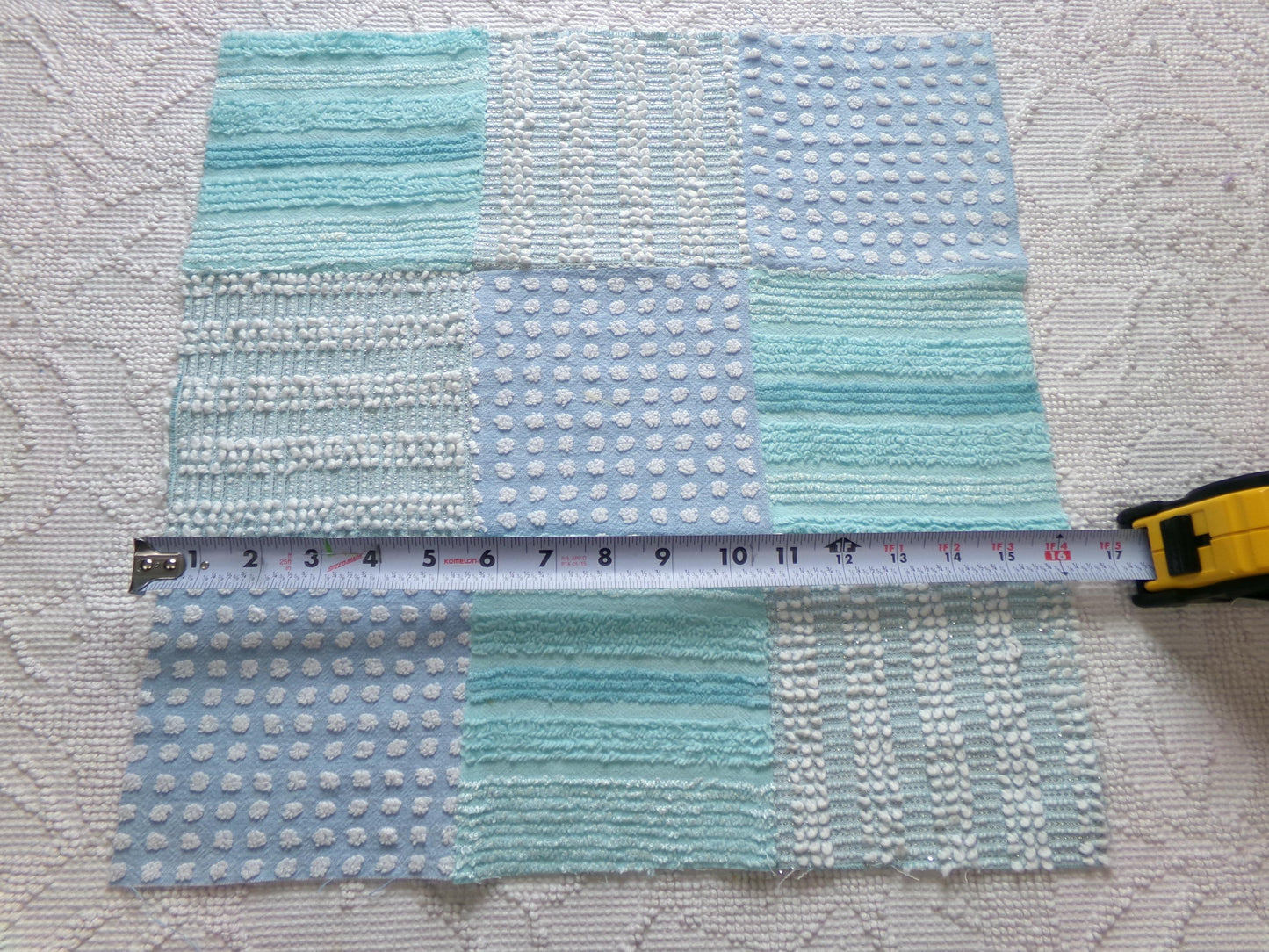 Beach Girl Vintage Patchwork Chenille Fabric Craft Panel - 16" square great for Pillows, Quilting, Wall Hangings