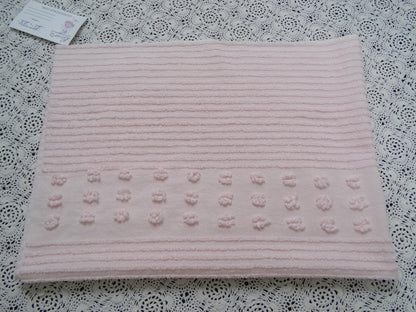 Pastel Pink Vintage Chenille Fabric Simple Dot Stripes Sewing Material 28" x 21"
