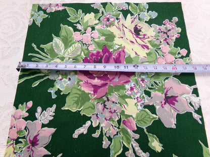 Vintage Waverly Rose Caprice Fabric Green Floral Barkcloth Style 17x18"