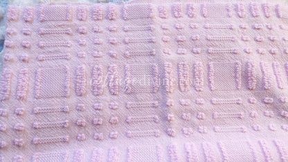 Pastel Pink Checkerboard Vintage Chenille Fabric, 18" x 24" inch piece, Great Texturized Pattern