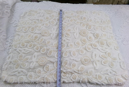 vintage canyon group chenille pillow sham, cream wedding cake design with envelope back, SINGLE, not a pair