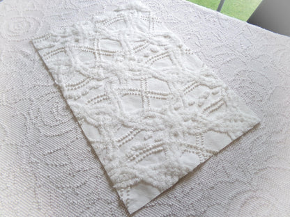 White Infinity Links Vintage Chenille Bedspread Fabric, 12x18" Piece