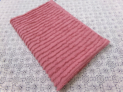 Vintage Chenille Fabric Dusty Rose Simple Stripe Pattern 18x30"