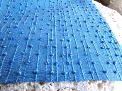 baby raindrops vintage woven chenille fabric, tiny marbleized raised blue dots, 18 x 24"