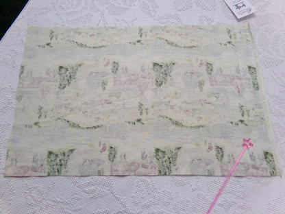Grandma Moses DEEP SNOW Vintage Barkcloth Fabric, Midcentury Folk Art Winter Scene, 13" x 21"