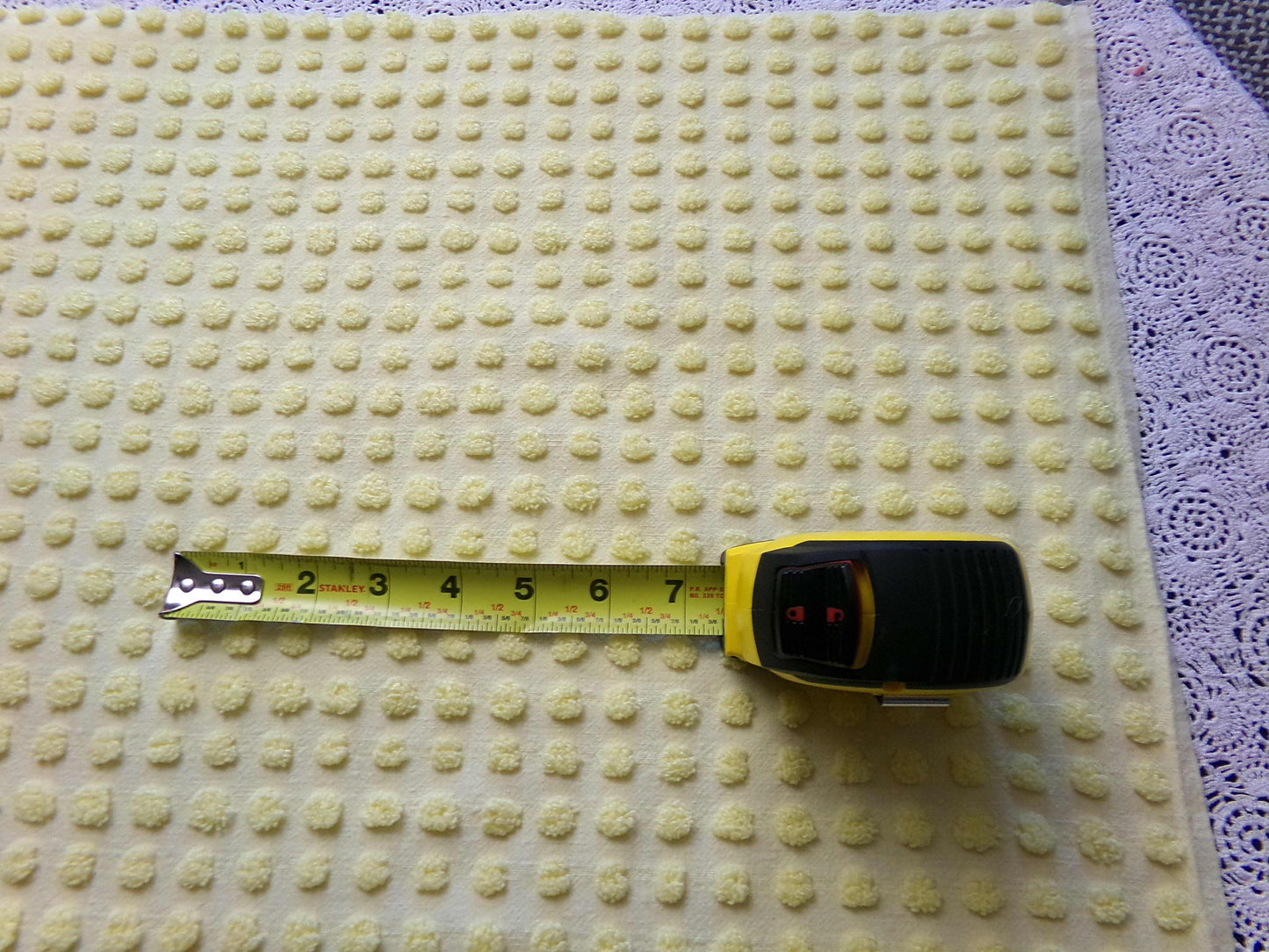 Happy Little Pops Vintage Chenille Material, Cheerful Yellow Nubby Popcorns Fabric, 18" x 34" inch Piece, Uplifting in Handmade Quilts