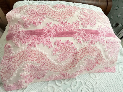 Luxury Pink Vintage Cut Velvet Fabric, Bates Tapestry Chenille, 16x24" Piece