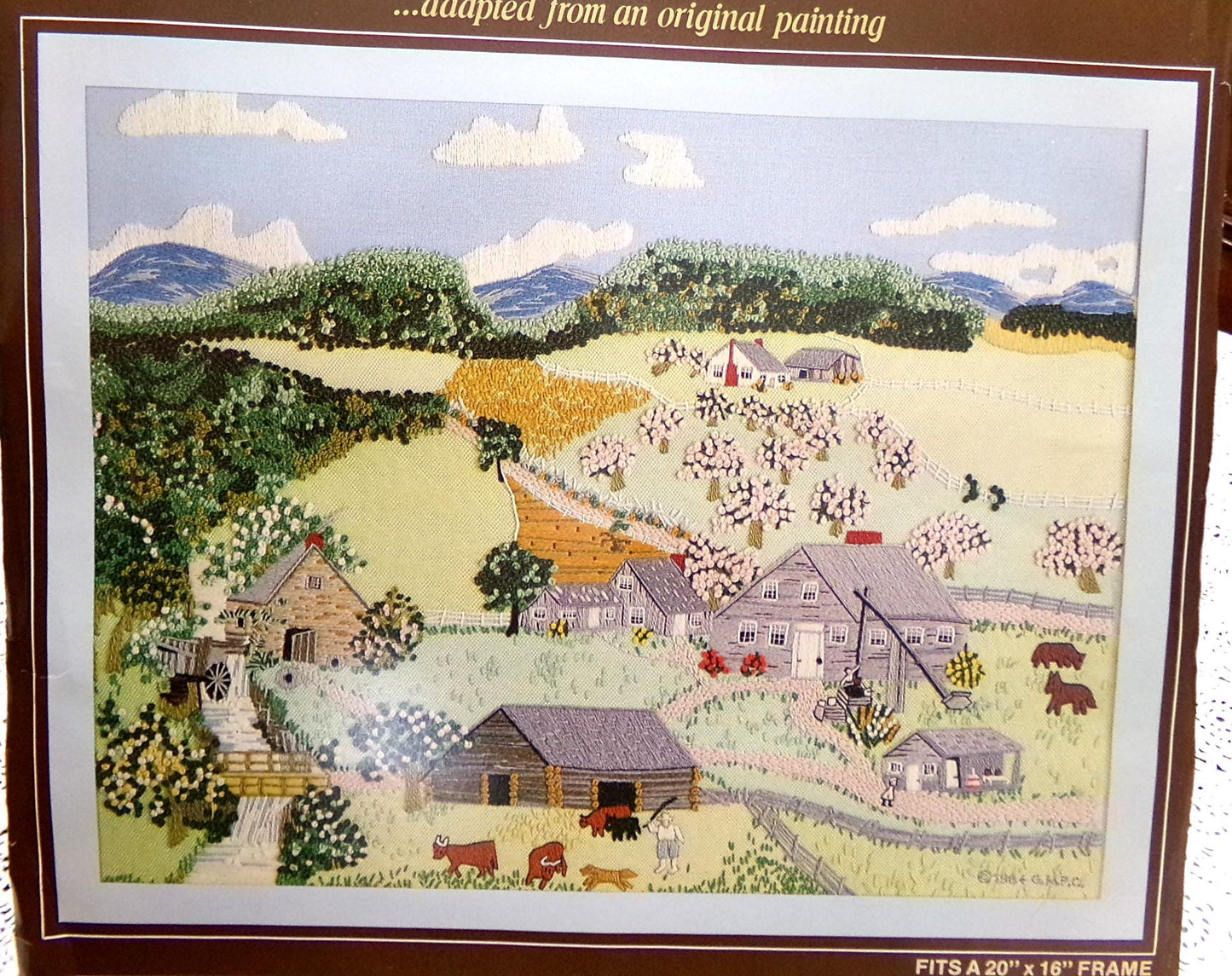 Paragon The OLD OAKEN BUCKET Crewel Embroidery Kit 0569 Vintage Grandma Moses Design