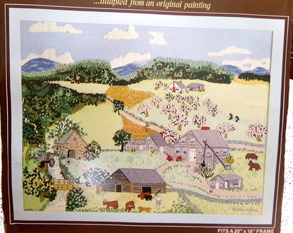 Paragon The OLD OAKEN BUCKET Crewel Embroidery Kit 0569 Vintage Grandma Moses Design