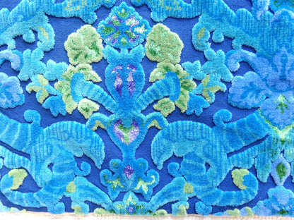 midnight blue vintage cut velvet fabric, cosmic Bates tapestry chenille, 17" x 24" inch piece, sewing material for boho bags