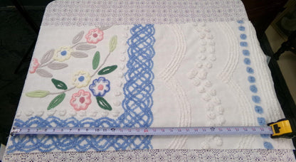 Cottage Florals Vintage Chenille Bedspread Fabric 33x18"
