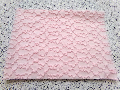 Pink Links Vintage Chenille Bedspread Fabric 18x24" Pc Textured Quilting Material