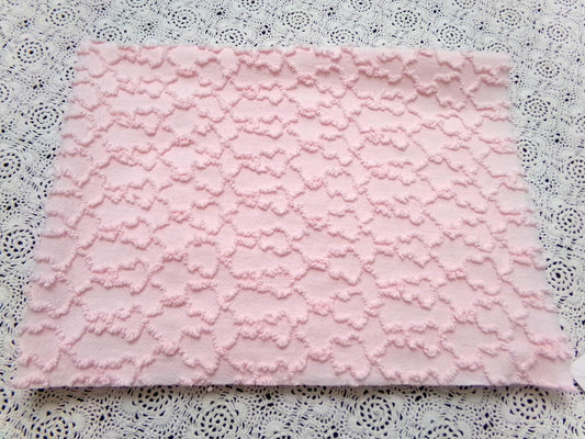 Pink Links Vintage Chenille Bedspread Fabric 18x24" Pc Textured Quilting Material
