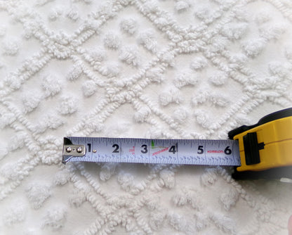 White Vintage Chenille Fabric: Tumbling Block Pops Geometric Design, 20" x 24" Piece Sewing & Quilt Material