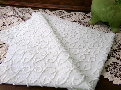 Light Green Vintage Chenille Fabric, Texturized Curly Loops 18x24" Piece