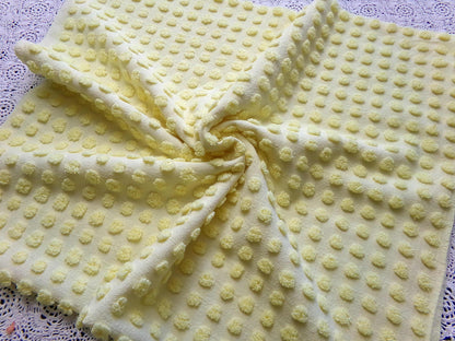 Happy Little Pops Vintage Chenille Material, Cheerful Yellow Nubby Popcorns Fabric, 18" x 34" inch Piece, Uplifting in Handmade Quilts