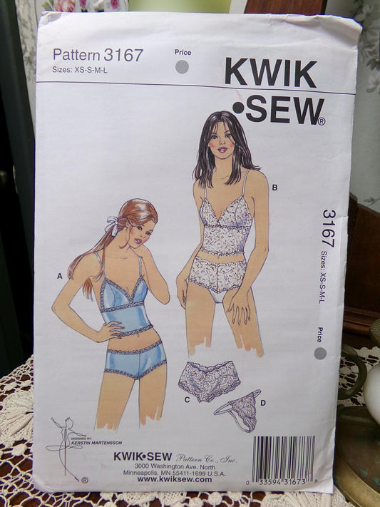 Vintage Kwik Sew 3167 Sewing Pattern, Lingerie Underwear Boy Cut Panties, Size XS-L