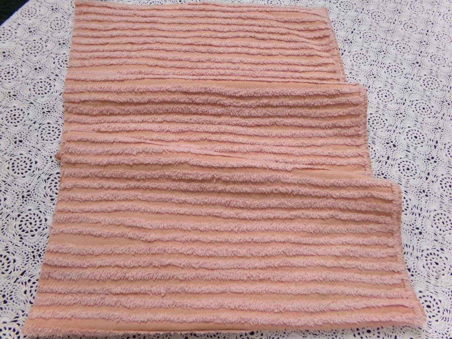 Vintage Striped Chenille Fabric, 13" x 42" Long Piece Quilt Material