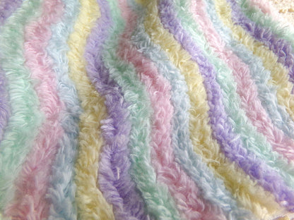 Rainbow Stripes Vintage Chenille Fabric, Soft Ripple Wave 10.5.24" Quilt Textile