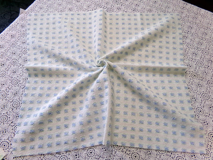 Tiny Blue Rosebuds Vintage Chenille Quilt Fabric, 18" x 21" inch Piece Lightweight Mini Roses