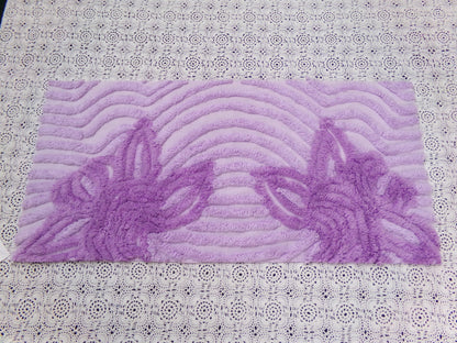 Lilac Floral Vintage Chenille Bedspread Fabric Piece 10.75x22" Plush Sewing Material