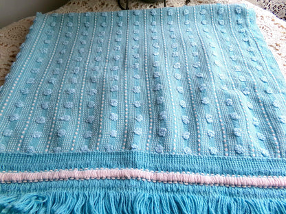 Vintage Chenille Fabric, Cute Woven Dot Dash Design, 24" x 18" inch piece, Great Quilt Material